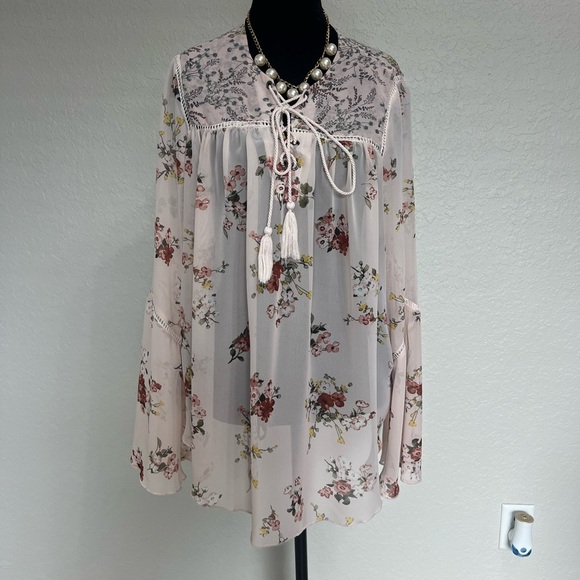 Buffalo David Bitton Tops - Buffalo David Bitton Cream Bell Sleeve Blouse